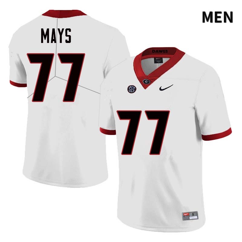 Georgia Bulldogs Men's Cade Mays #77 White Stitched College UGA Football Jersey 23PM015QK